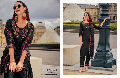 Mrunal Lily Lali Self Jacquard Readymade Pant Style Suits Supplier Ahmedabad