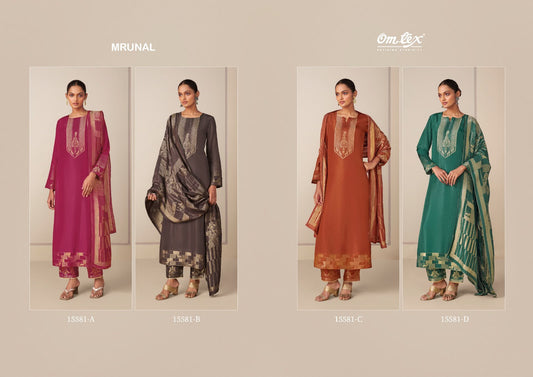 Mrunal Omtex Silk Jacquard Pant Style Suits Supplier Gujarat