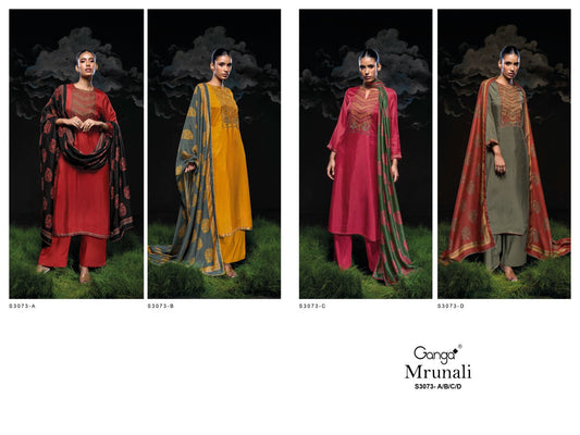 Mrunali S3073 Ganga Habutai Silk Plazzo Style Suits Manufacturer Ahmedabad