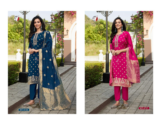Mt 4737-4738 Af Dola Silk Readymade Pant Style Suits Wholesaler