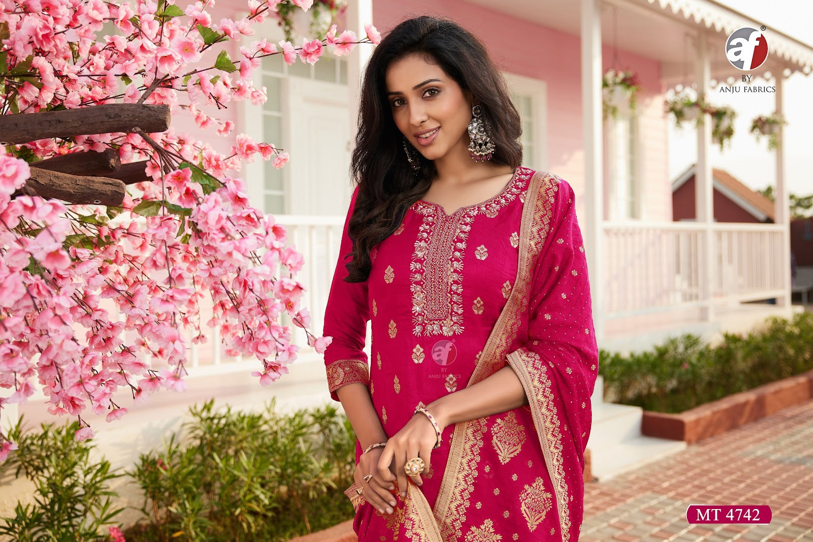 Mt 4741-4742 Af Dola Silk Readymade Pant Style Suits Wholesale Rate