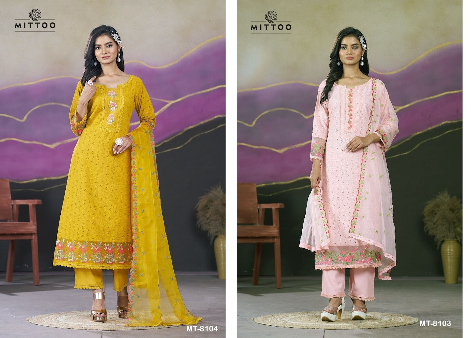 Mt 8103-8104 Mittoo Cotton Readymade Pant Style Suits Exporter Gujarat