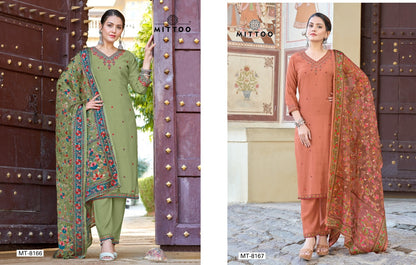 Mt 8166-8167 Mittoo Viscose Weaving Readymade Pant Style Suits Supplier India