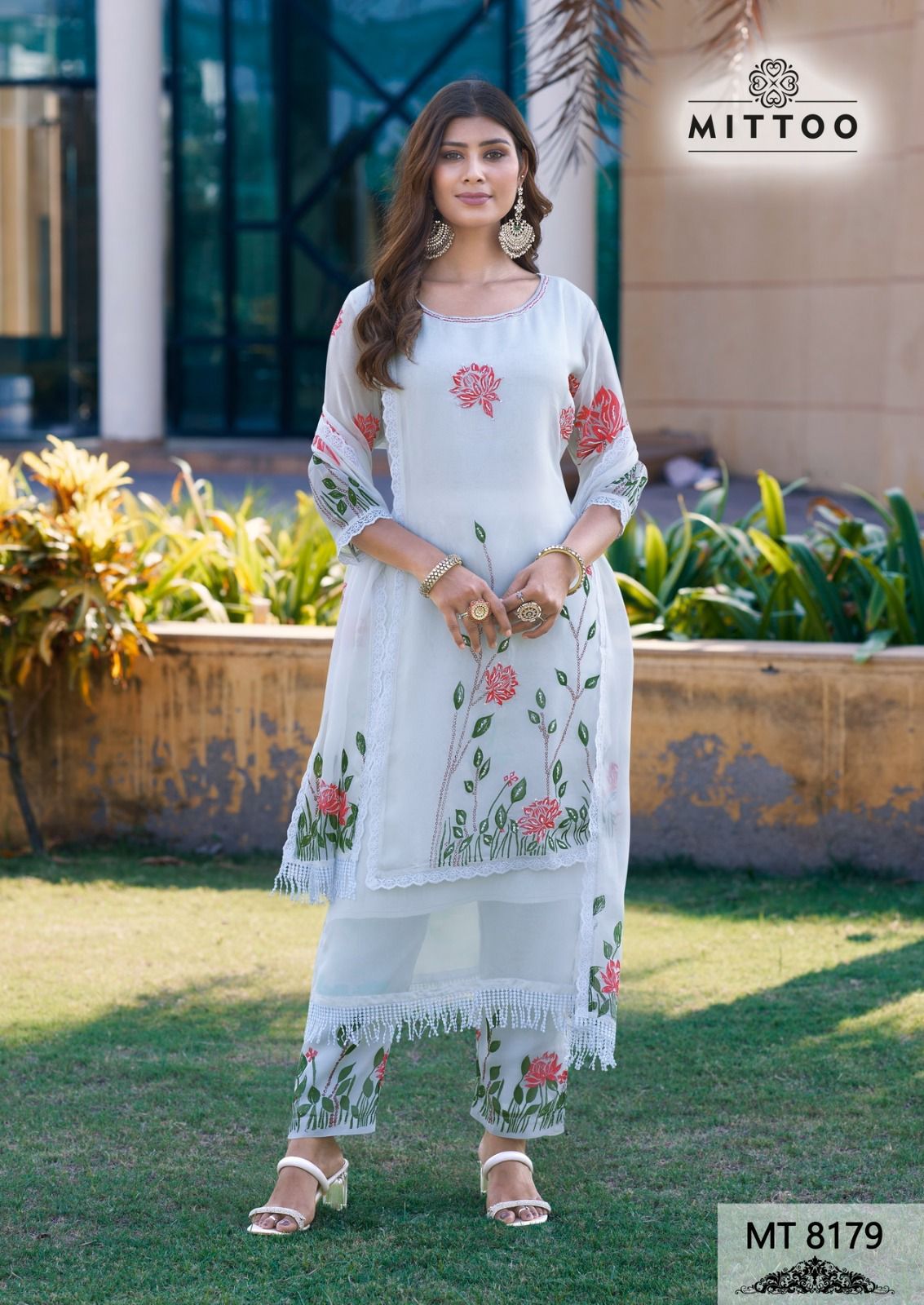 Mt 8179 Mittoo Organza Readymade Pant Style Suits Supplier India