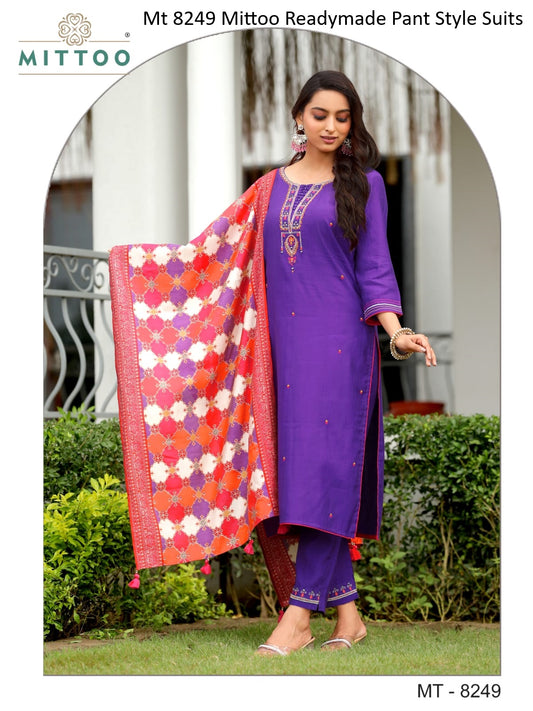 Mt 8249 Mittoo Viscose Weaving Readymade Pant Style Suits Wholesaler Ahmedabad