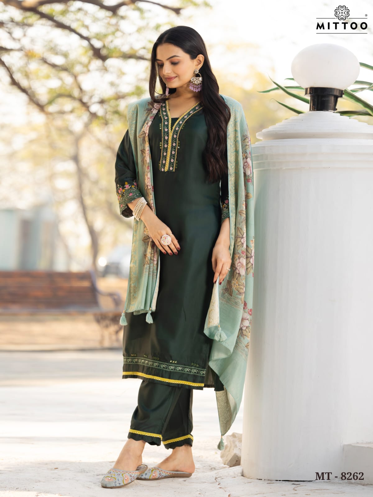 Mt 8262-8263 Mittoo Viscose Silk Readymade Pant Style Suits Exporter