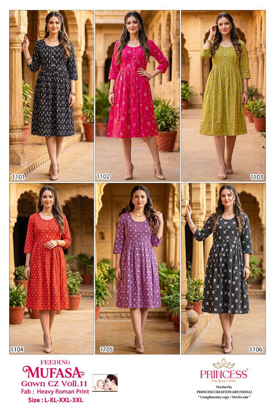 Mufasa Vol 11 Princess Creation Roman Feeding Kurtis Wholesale Rate