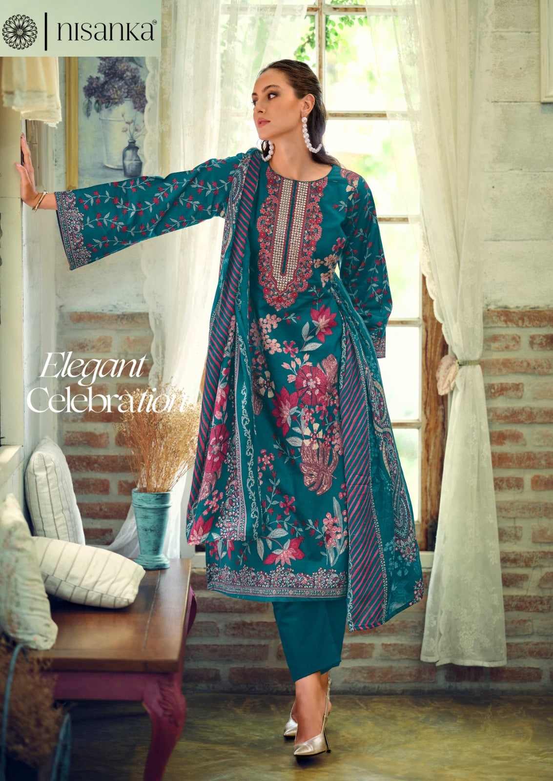 Mughal Nisanka Pure Lawn Karachi Salwar Suits Wholesaler Gujarat