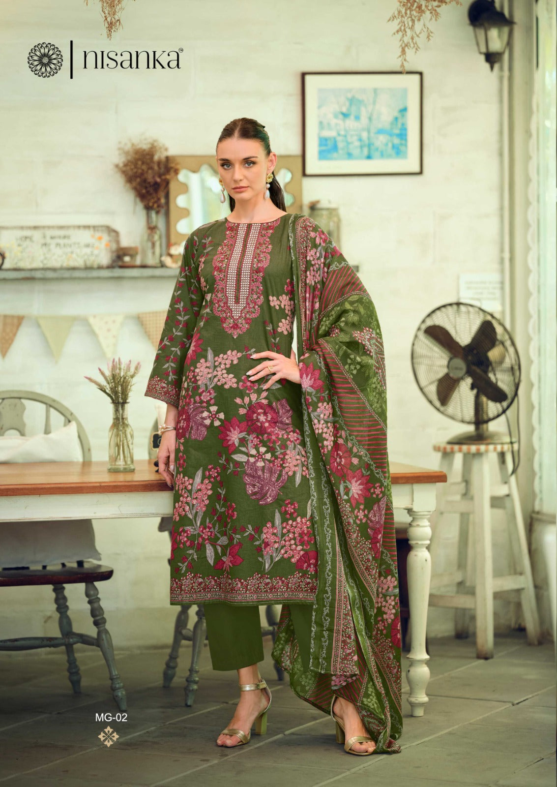 Mughal Nisanka Pure Lawn Karachi Salwar Suits Wholesaler Gujarat
