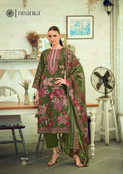 Mughal Nisanka Pure Lawn Karachi Salwar Suits Wholesaler Gujarat