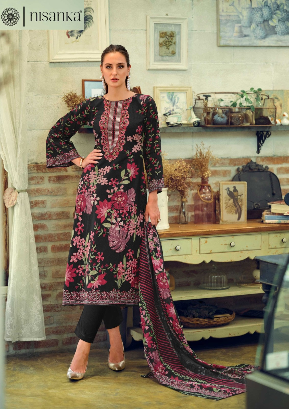 Mughal Nisanka Pure Lawn Karachi Salwar Suits Wholesaler Gujarat