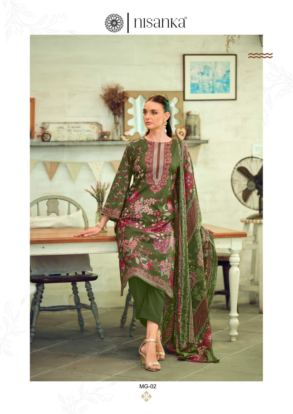 Mughal Nisanka Pure Lawn Karachi Salwar Suits Wholesaler Gujarat