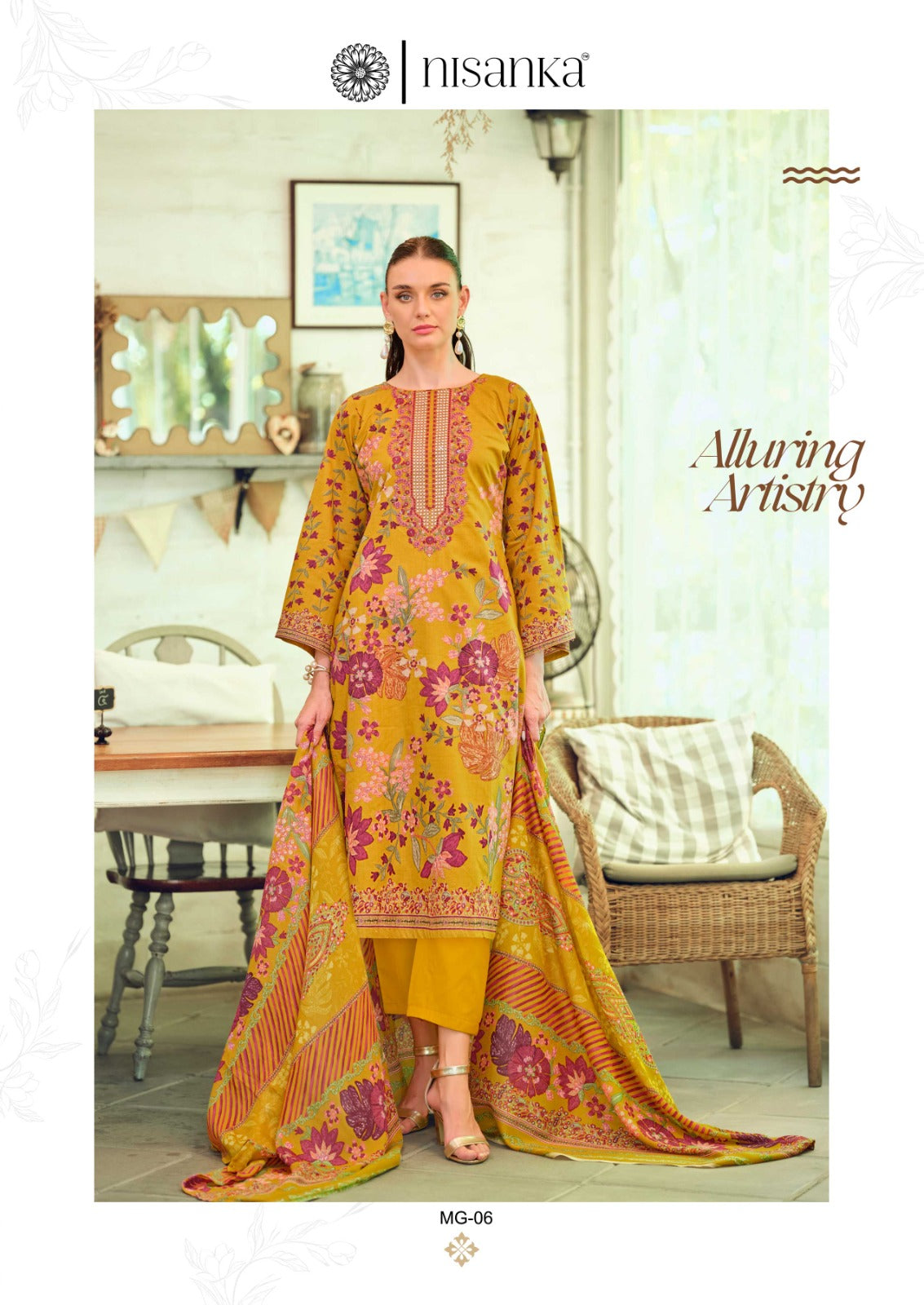 Mughal Nisanka Pure Lawn Karachi Salwar Suits Wholesaler Gujarat