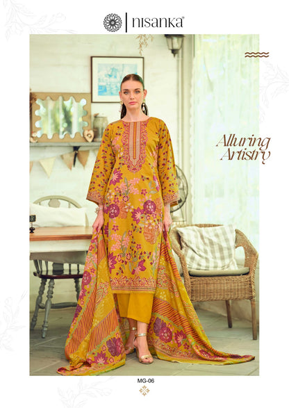 Mughal Nisanka Pure Lawn Karachi Salwar Suits Wholesaler Gujarat