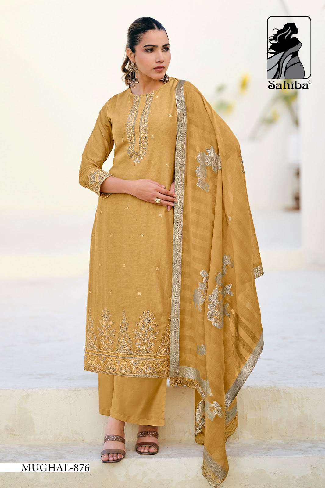 Mughal Sahiba Organza Pant Style Suits Supplier India