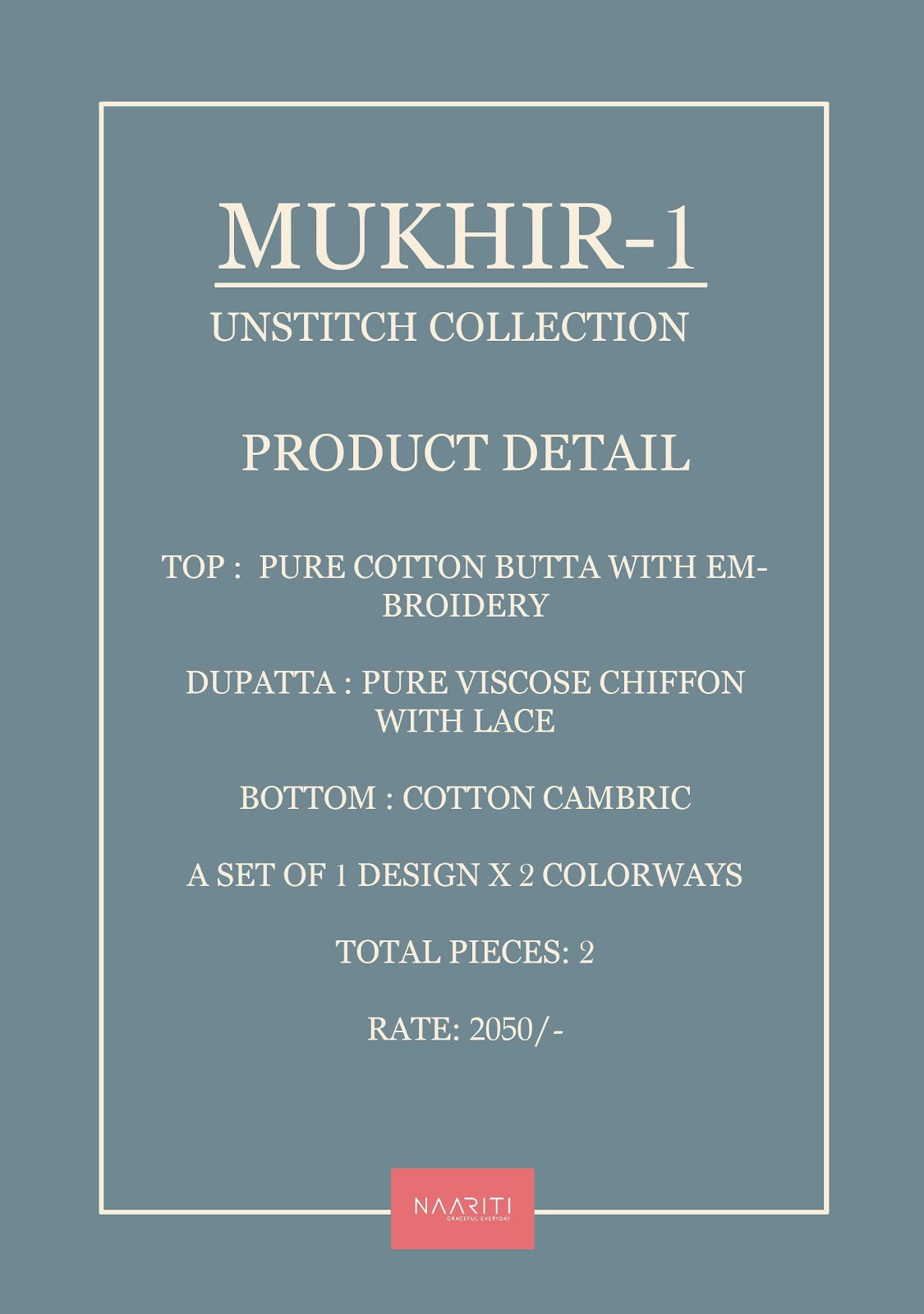Mukhir 1 Naariti Pure Cotton Salwar Suits Wholesaler Ahmedabad
