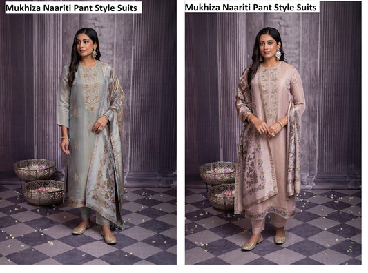 Mukhiza Naariti Tissue Silk Pant Style Suits Manufacturer Ahmedabad