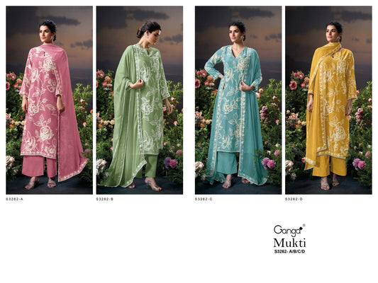 Mukti 3262 Ganga Viscose Muslin Plazzo Style Suits Manufacturer India