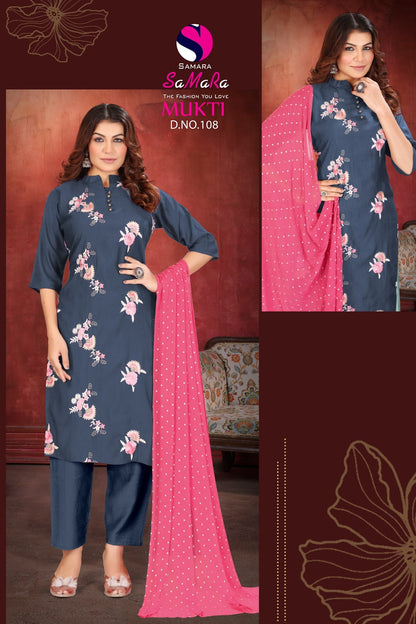 Mukti Vol 1 Samara Vertican Readymade Pant Style Suits Exporter Ahmedabad