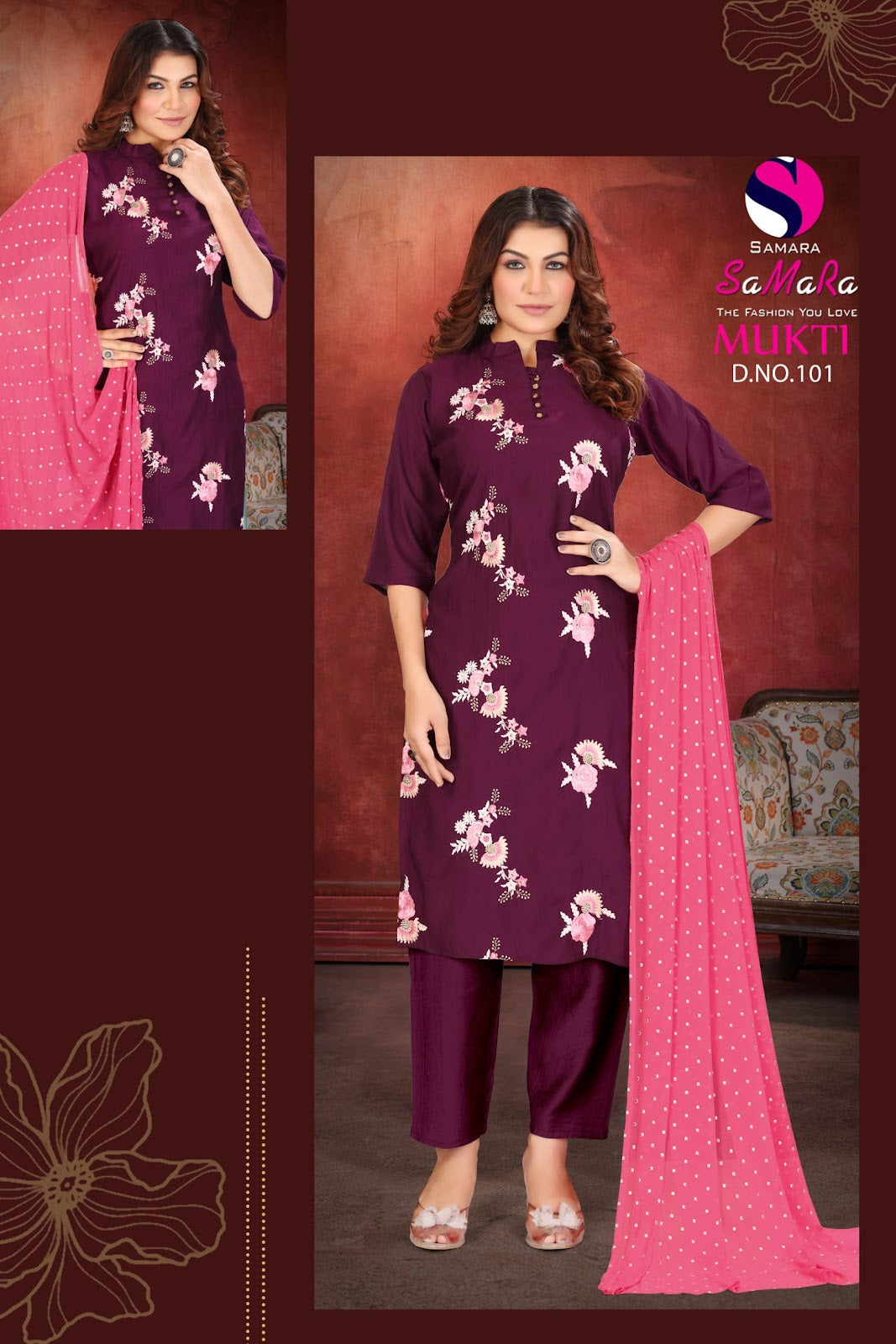 Mukti Vol 1 Samara Vertican Readymade Pant Style Suits Exporter Ahmedabad