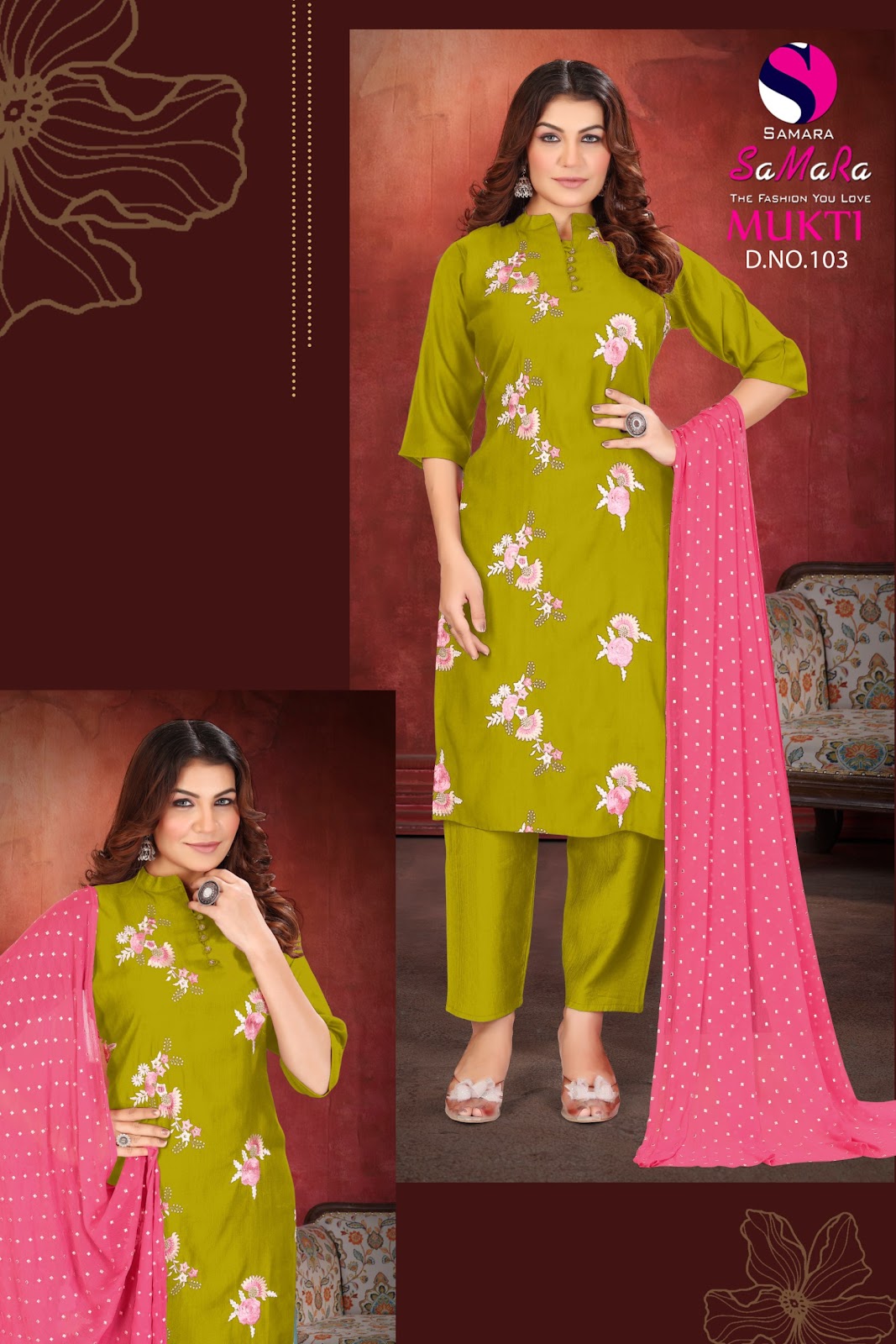 Mukti Vol 1 Samara Vertican Readymade Pant Style Suits Exporter Ahmedabad