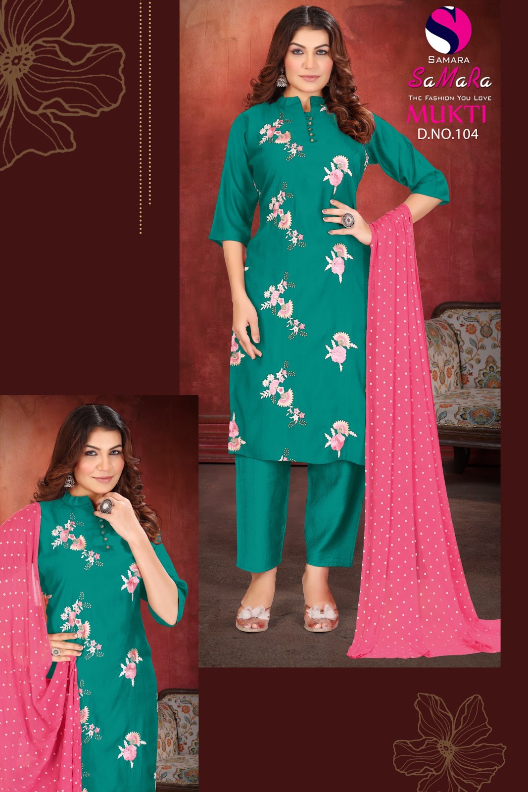 Mukti Vol 1 Samara Vertican Readymade Pant Style Suits Exporter Ahmedabad