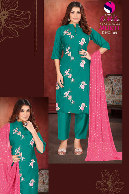 Mukti Vol 1 Samara Vertican Readymade Pant Style Suits Exporter Ahmedabad
