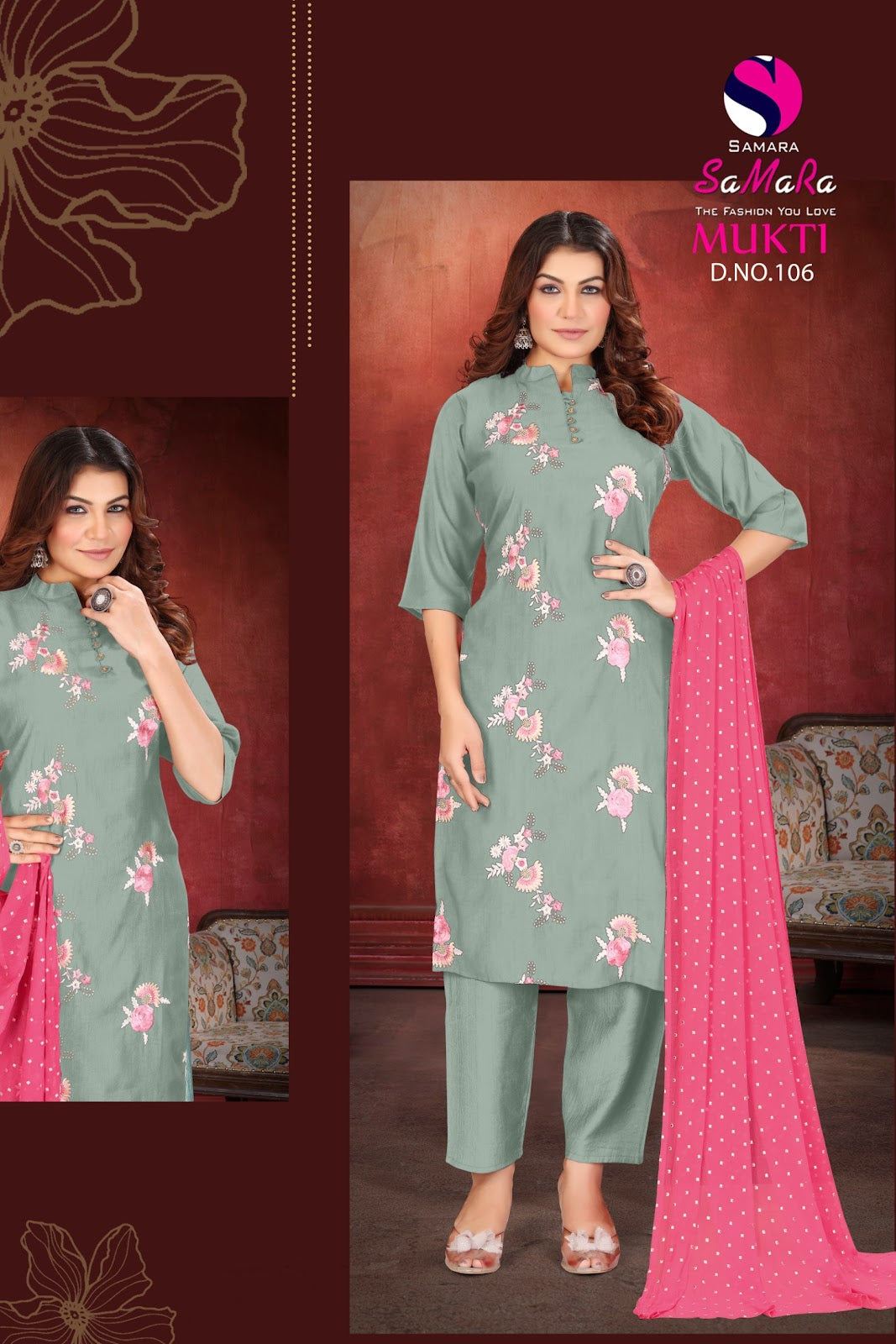 Mukti Vol 1 Samara Vertican Readymade Pant Style Suits Exporter Ahmedabad