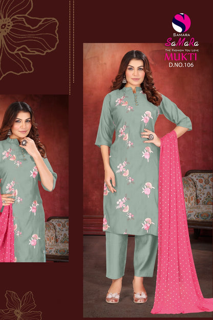 Mukti Vol 1 Samara Vertican Readymade Pant Style Suits Exporter Ahmedabad
