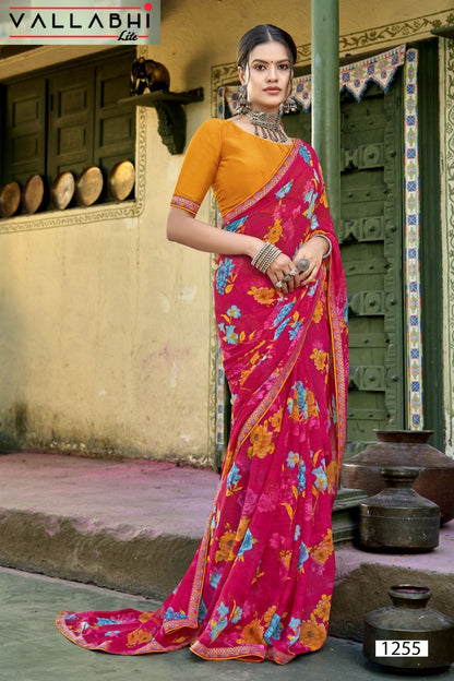 Mukunda Vallabhi Lite Georgette Sarees Wholesaler Gujarat