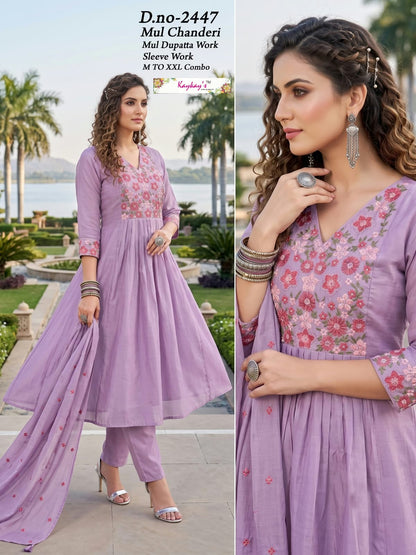 Mul Chanderi 0809 Kaykay Readymade Anarkali Suits Wholesaler India