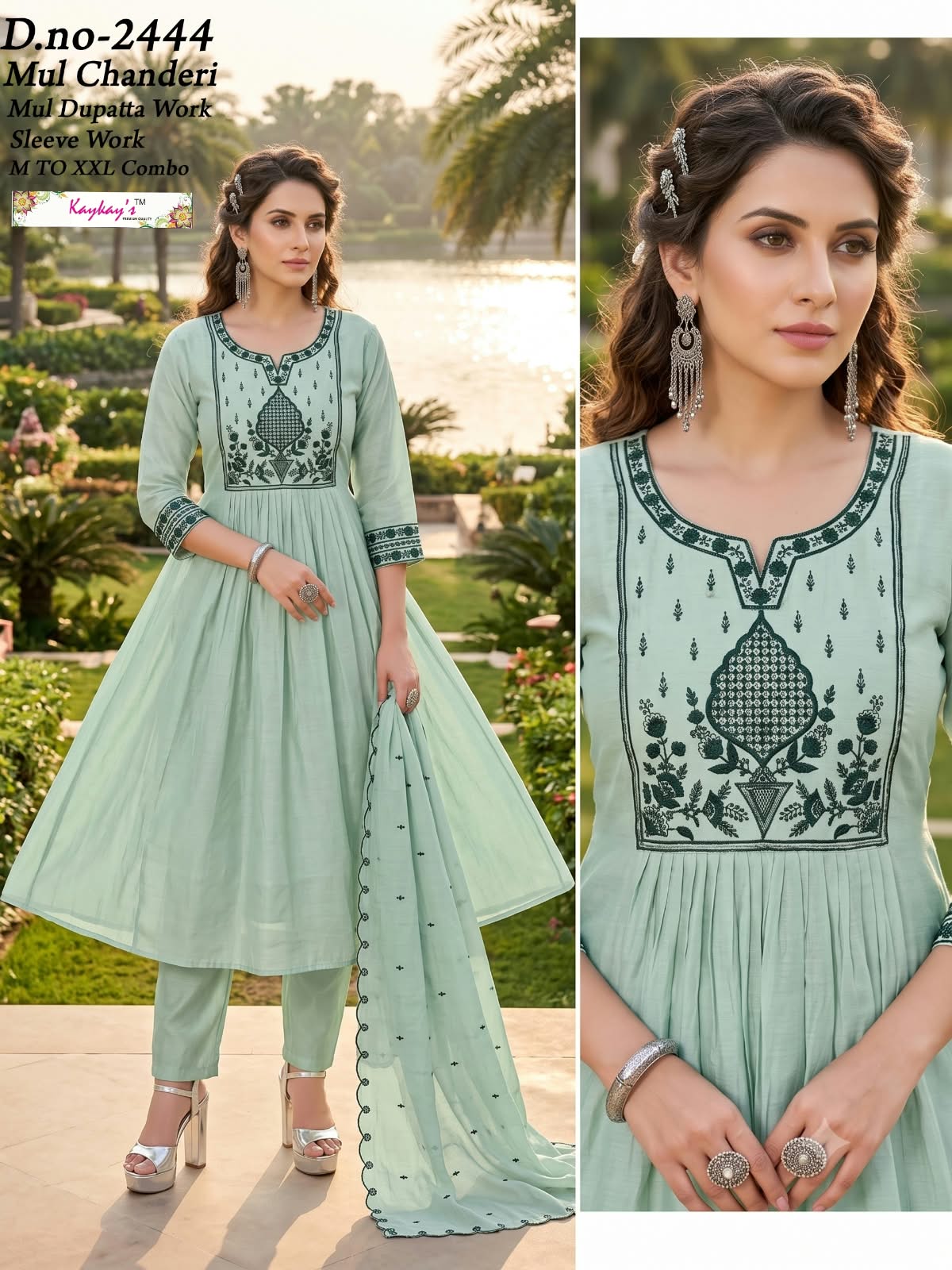 Mul Chanderi 0809 Kaykay Readymade Anarkali Suits Wholesaler India