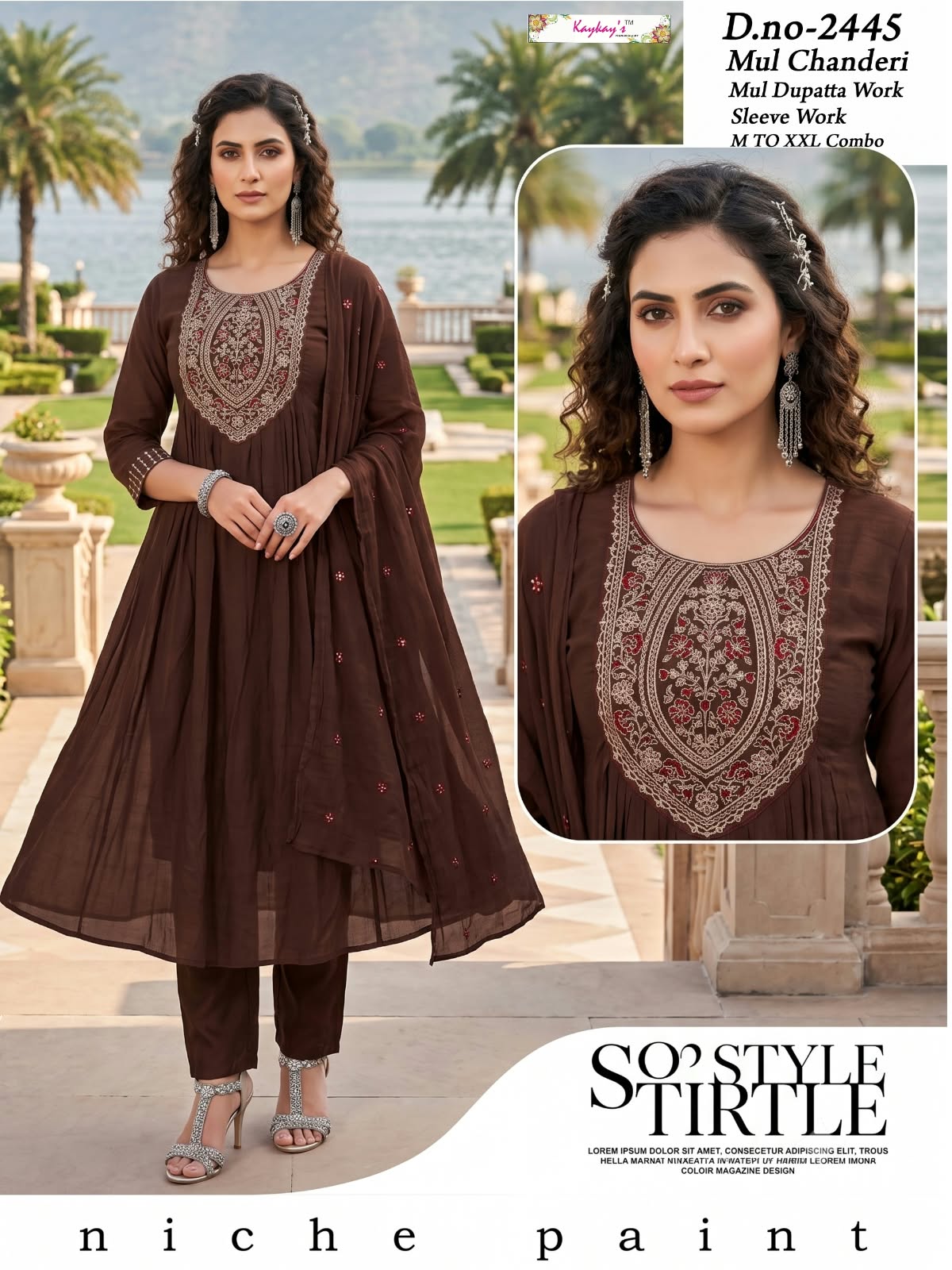 Mul Chanderi 0809 Kaykay Readymade Anarkali Suits Wholesaler India