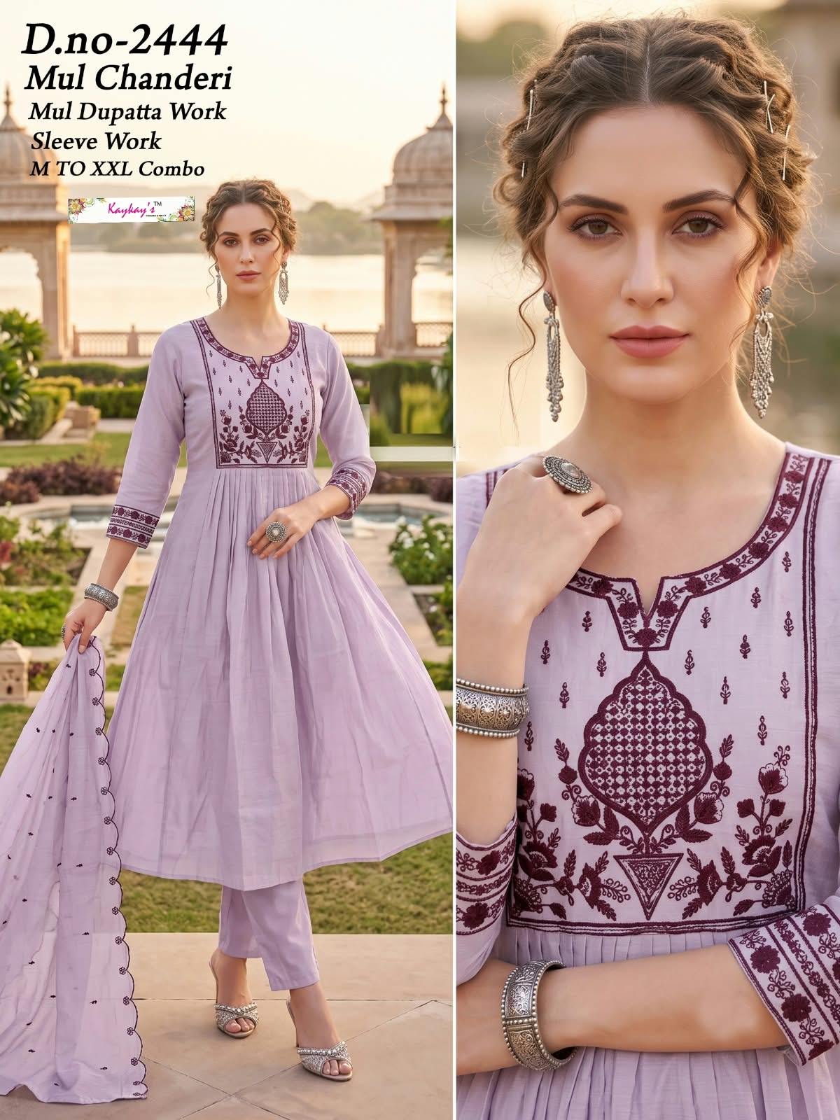 Mul Chanderi 0809 Kaykay Readymade Anarkali Suits Wholesaler India