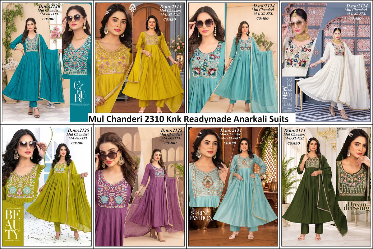 Mul Chanderi 2310 Knk Readymade Anarkali Suits Exporter India