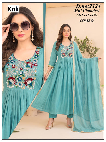 Mul Chanderi 2310 Knk Readymade Anarkali Suits Exporter India