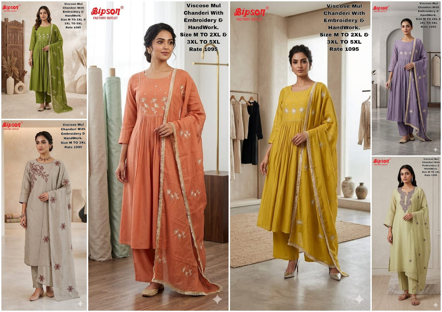 Mul Chanderi 2706 Bipson Prints Readymade Pant Style Suits Wholesale Price