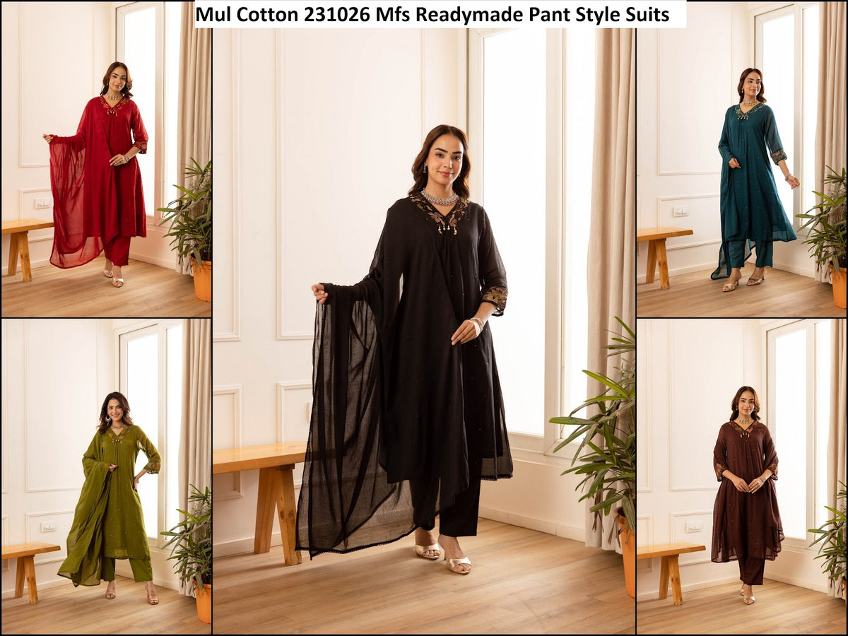 Mul Cotton 231026 Mfs Readymade Pant Style Suits Manufacturer Gujarat