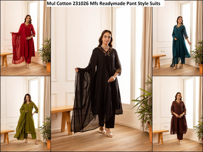 Mul Cotton 231026 Mfs Readymade Pant Style Suits Manufacturer Gujarat