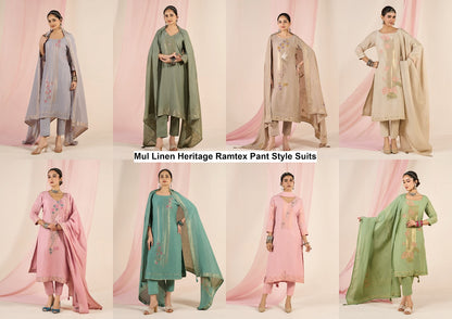 Mul Linen Heritage Ramtex Pant Style Suits Supplier Ahmedabad