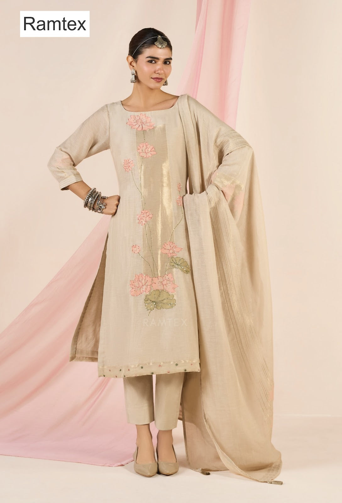 Mul Linen Heritage Ramtex Pant Style Suits Supplier Ahmedabad