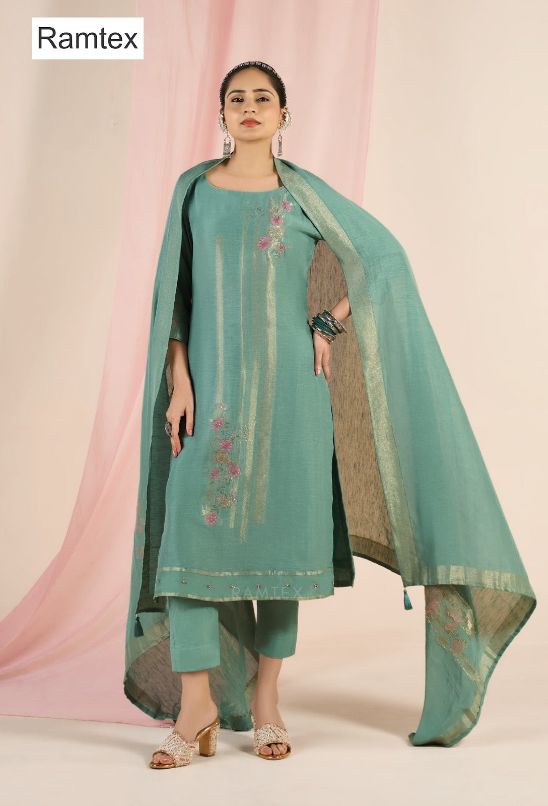 Mul Linen Heritage Ramtex Pant Style Suits Supplier Ahmedabad