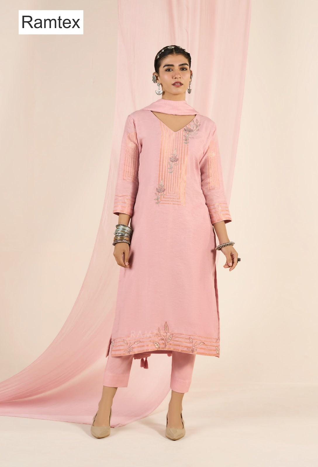 Mul Linen Heritage Ramtex Pant Style Suits Supplier Ahmedabad