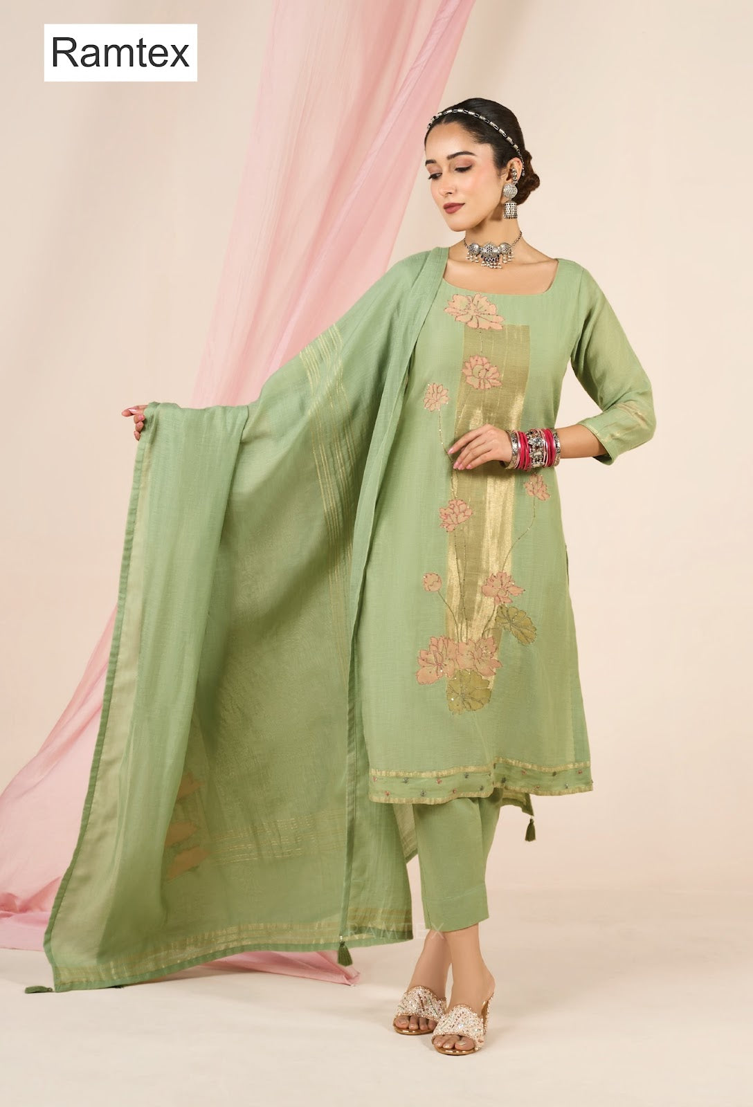 Mul Linen Heritage Ramtex Pant Style Suits Supplier Ahmedabad