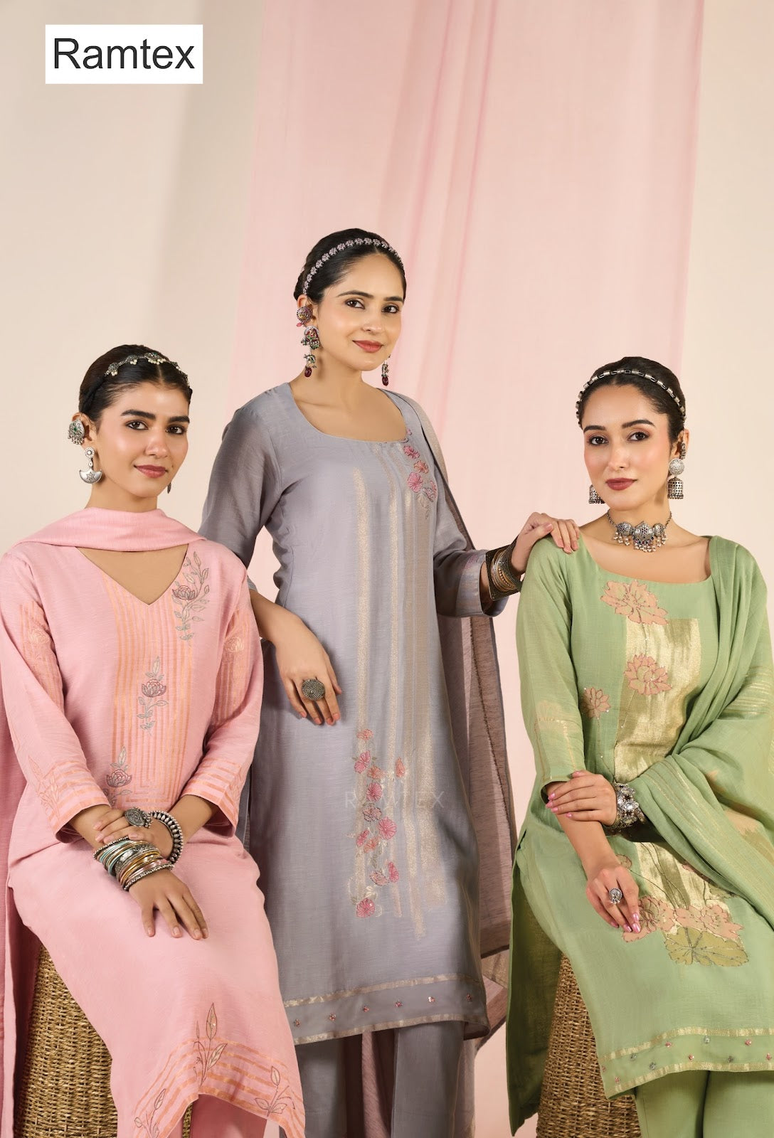Mul Linen Heritage Ramtex Pant Style Suits Supplier Ahmedabad