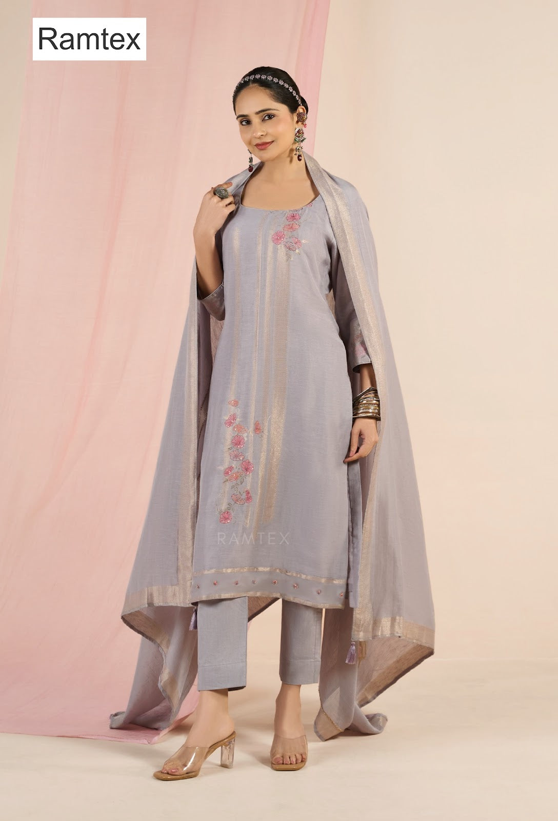 Mul Linen Heritage Ramtex Pant Style Suits Supplier Ahmedabad
