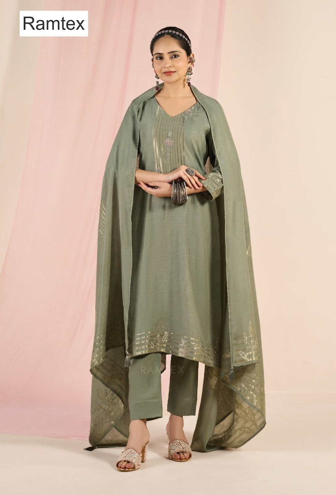 Mul Linen Heritage Ramtex Pant Style Suits Supplier Ahmedabad