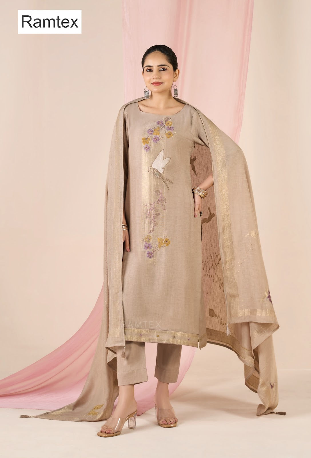 Mul Linen Heritage Ramtex Pant Style Suits Supplier Ahmedabad
