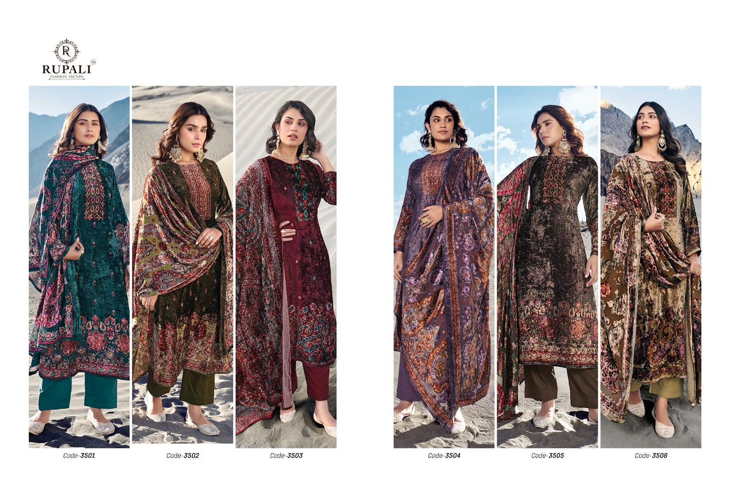 Mulaqaat Rupali Viscose Velvet Suits Wholesale Rate