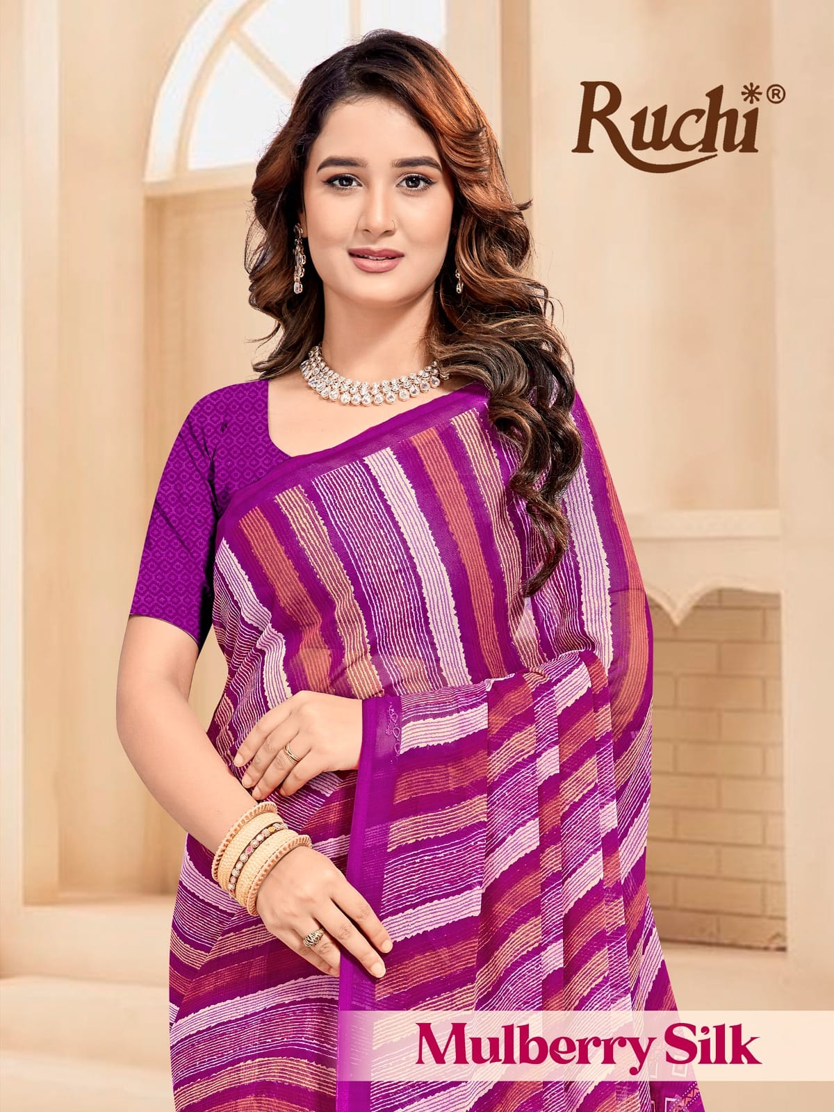 Mulberry Silk Ruchi Silk Georgette Sarees Wholesaler Gujarat